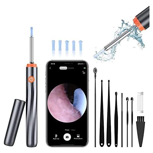 Ear Wax Removal - Wireless Ear Cleaner with 5MP HD Camera, Ear Endoscope with Lights, Ear Wax Removal Tool with 8 Cleaning Kit - Ear Wax Camera for iOS & Android Phones