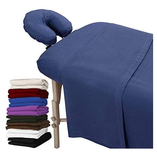 London Linens Extra Thick 3 Piece Set Massage Table Sheets Set, 100% Natural Cotton Flannel