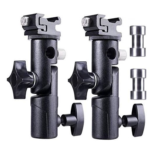 Camera Speedlite Mount Stand Flash Stand Bracket Umbrella Mount Holder Shoe Mount Compatible with Nikon Pentax Olympus Nissin Metz and Other Speedlite Flashes E Type-2 Pack