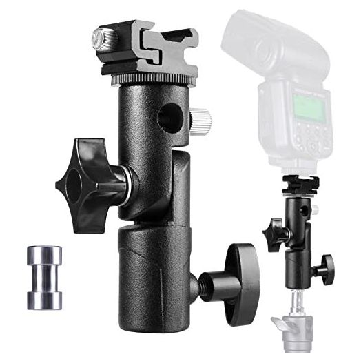 Camera Flash Speedlite Mount Flash Stand Umbrella Holder Shoe Mount Swive Light Stand Flash Bracket Flash Adapter Compatible for Nikon Pentax Olympus Nissin Metz and Other Speedlite Flashes E Type