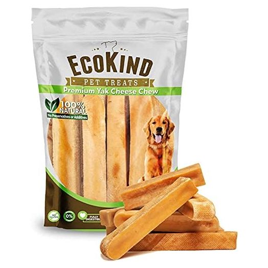 EcoKind Pet Treats Premium Gold Himalayan Yak Chews - All Natural Yak Cheese Dog Chews for Small to Large Dogs Keeps Dogs Busy & Enjoying, Indoors & Outdoor Use Large (Pack of 10)