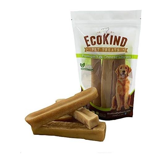 EcoKind Himalayan Gold Yak Cheese Dog Chew for Large Dogs, Healthy Dog Treats, Odorless, Long Lasting Dog Bones for Dogs, Rawhide Free, Made in The Himalayans, Large (Pack of 3)