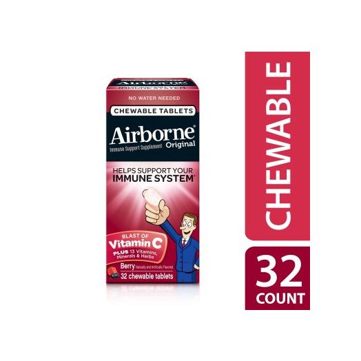 Airborne Berry Chewable Tablets, 32 count - 1000mg of Vitamin C - Immune Support Supplement