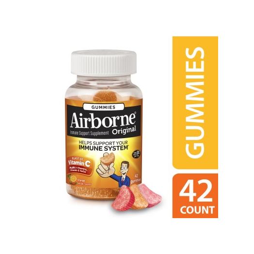 Airborne Orange Flavored Gummies, 42 count - 1000mg of Vitamin C and Minerals & Herbs Immune Support