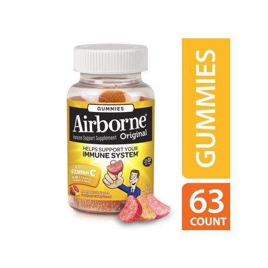 Airborne Immune Support Gummy Vitamins, Antioxidant Supplements with 1000mg Vitamin C, Minerals, and Herbs, 63 Count