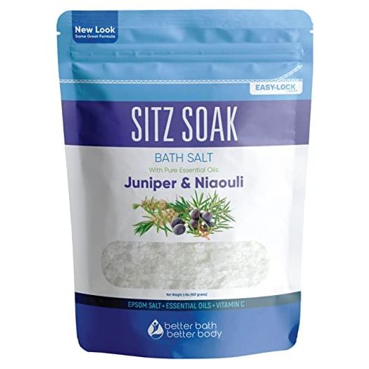 Sitz Bath Soak 32 Ounces Sitz Salt Epsom Salt Hemorrhoid Soothing with Pure Essential Oils in BPA Free Pouch with Press-Lock Seal Made in USA