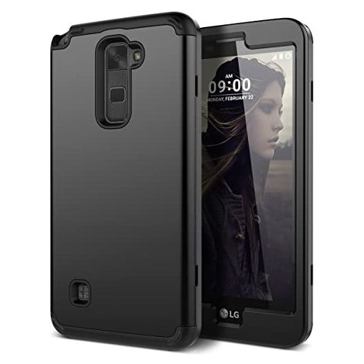 for LG Stylus 2 Case, WeLoveCase Heavy Duty Drop Protection Case Shockproof Silicone Bumper + High Impact Hard PC 3 in 1 Hybrid Protective Case Cover for LG Stylus 2 / LG G Stylo 2 (LS775) - Black