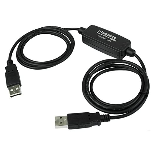 Plugable USB Transfer Cable, Unlimited Use, Transfer Data Between 2 Windows PC's, Compatible with Windows 11, 10, 7, XP, Bravura Easy Computer Sync Software Included