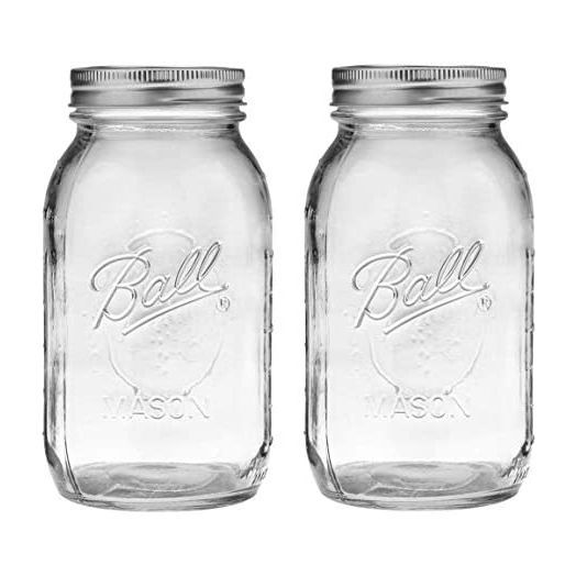 Ball Regular Mouth 32-Ounces Mason Jar with Lids and Bands (2-Units), Clear (Pack of 2)