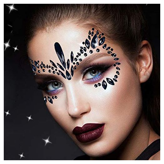 Rhinestone Face Gems Jewels, Festival Face Jewels Tattoo Stickers, Rave Crystals Face Gems Stick (4 Pack)