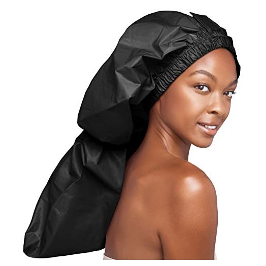 Red by Kiss Essential Super Large Waterproof Braid Shower Cap, Reusable Caps with Elastic Band
