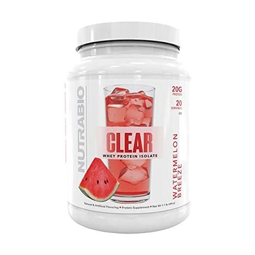 NutraBio Clear Whey Protein Isolate, Delicious Fruit Flavors, Non-GMO, Zero Lactose, Watermelon Breeze, 20 Servings