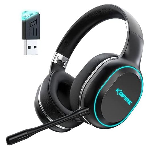 KOFIRE UG-05 2.4GHz Wireless Gaming Headsets for PS4 PS5 PC, Ultra-Low Latency Surrounding Vibration Sound, 30H Playtime Over Ear Bluetooth Gaming Headphone with Detachable Mic V5.0 Adapter RGB Light