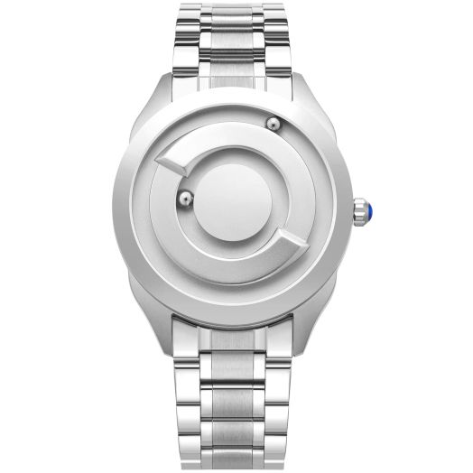 EUTOUR Mens Watches Men Designer Waterproof Analogue Quartz Watch Men Magnetic Watches Stainless Steel Wrist Watch Fashion Large Date Watches for Men -Sliver