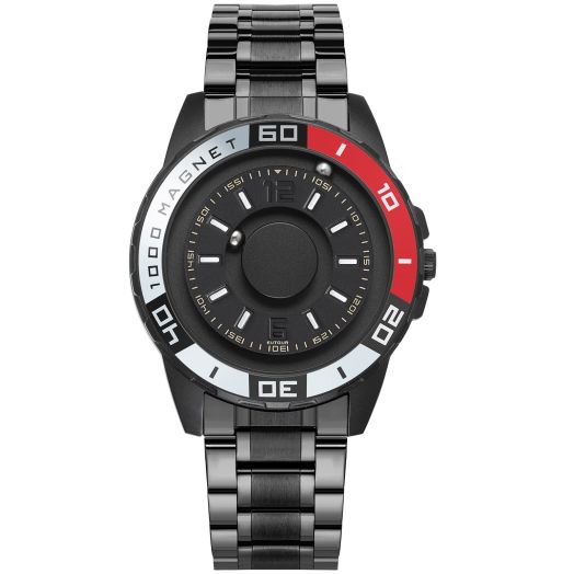 EUTOUR Watches Men's Men's Watch Magnet Watch No Glass Ball Bearing Quartz Wristwatch for Men with Stainless Steel Bracelet Silver 40mm