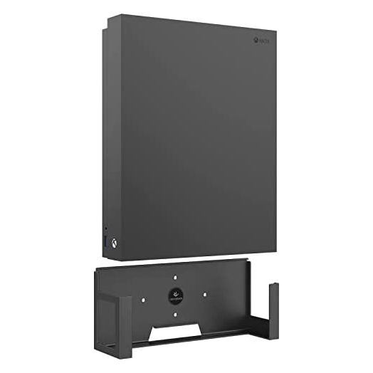Monzlteck Wall Mount for Xbox One X (Not Fit for One Original),All Metal Vertical Hanging On Wall with Power Botton Left/Right,Wall Shelf Bracket for X1X