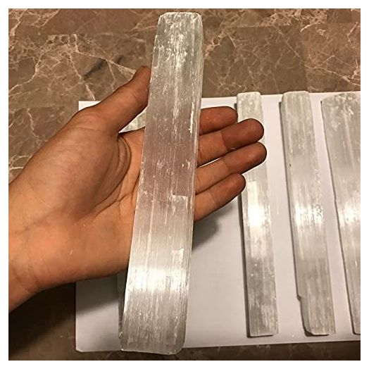 Pachamama Essentials Selenite Wand Stick 6-8.5 Inches Long, 1 to 2 inches Wide, Rough Stick, Healing Stone
