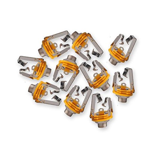 HTTX (1/4 inch) 6.35mm Stereo TRS Socket Female Microphone Connector Panel Mount Adapter (10 Pack)