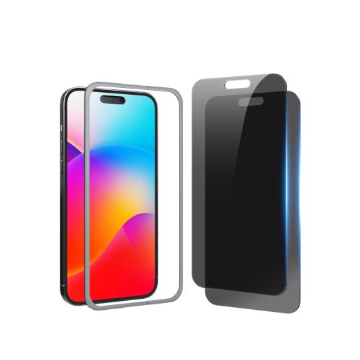Compatible for iPhone 15 Privacy Screen Protector 6.1 inch, Anti Spy Anti Blue Light HD Tempered Glass Screen Protector Easy Installation, Case Friendly, 2 Pack Black