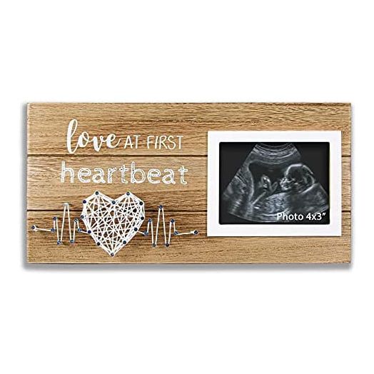 VILIGHT New Mom Gifts - Pregnancy Announcements Ideas Baby Nursery Decor - Love At First Heartbeat Sonogram Picture Frame for Standard 4" x 3" Ultrasound Photo