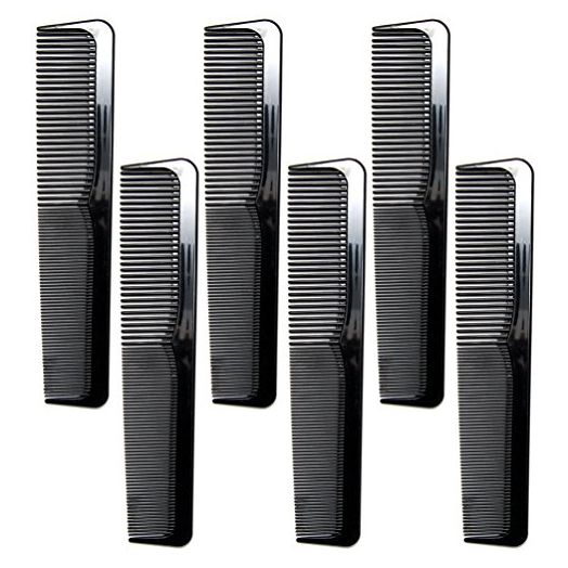 Luxxii, 9" Large Black Dressing Comb Barber Comb SET, Styling Essentials Coarse/Fine (6 Pack)