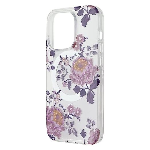 Coach Protective Case for MagSafe for iPhone 14 Pro Moody Floral/Purple/Glitter/Clear