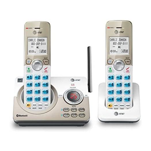 AT&T DL72219 DECT 6.0 2-Handset Cordless Phone for Home with Connect to Cell, Call Blocking, 1.8" Backlit Screen, Big Buttons, intercom, and Unsurpassed Range
