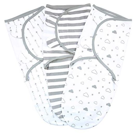 Baby Swaddle Blanket, Easy Swaddle Sleep Sack, Adjustable Swaddle Wrap, Infant and Newborn Swaddles, Babies Boy Girl (0-3 Month), 3 Pack Organic Cotton, Grey