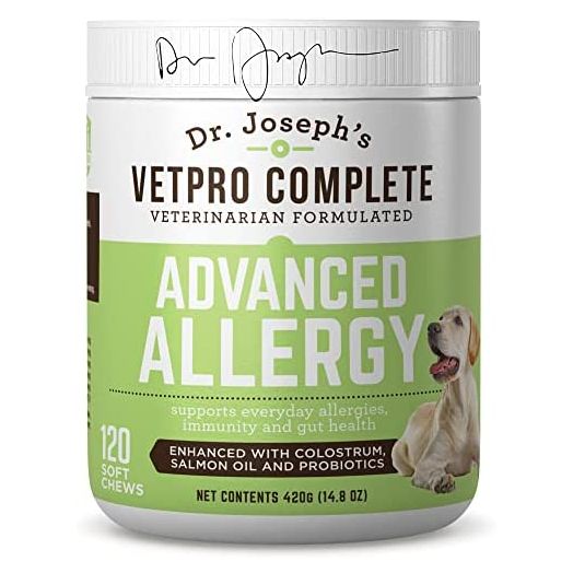 VetPro Advanced Allergy Support for Dogs - Dog Allergy Relief Enhanced with Salmon Oil, Probiotics & Colostrum for Everyday Allergies, Immune Support, & Gut Health