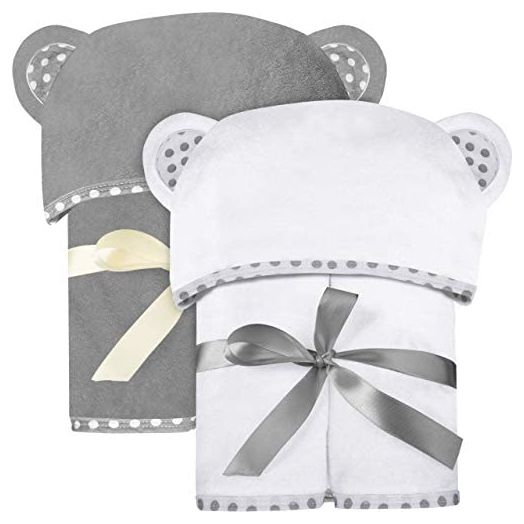 Set of 2 Bamboo Hooded Baby Towels – Luxurious, Large and Super Absorbent – 30 x 30 Inch – Soft and Suitable for Infants, Toddlers and Kids – 400 GSM