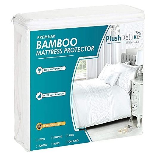 PlushDeluxe Premium Bamboo Mattress Protector – Waterproof & Ultra Soft Breathable Bed Mattress Cover for Comfort & Protection - (Twin-XL)