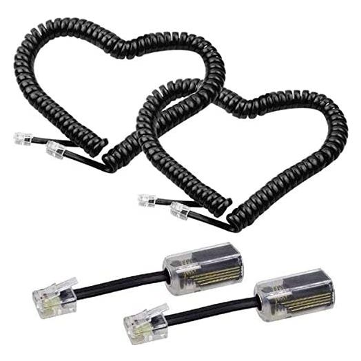 Telephone Cord Detangler,LOVK 2 Pack 13Ft Uncoiled / 2Ft Coiled Telephone Handset Cord with 2 Pack 360 Degree Rotating Landline Cable Detangler Swivel Cord Untangler Telephone Accessory