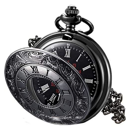 MJSCPHBJK Vintage Pocket Watch for Men Roman Numerals Scale Quartz Pocket Watches with Chain for Xmas Fathers Day Gift