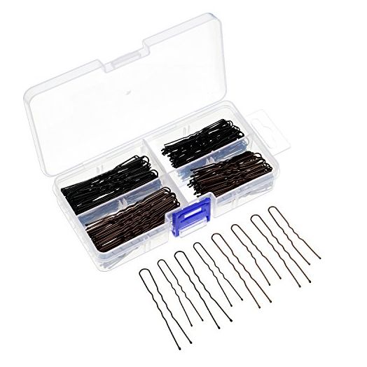 Hicarer 200 Pieces 2 Sizes U Shaped Hair Pins Women Hair Bobby Pins with Clear Storage Box, Black and Brown