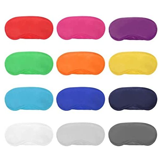 12 Pieces Multicolor Eye Mask Cover Lightweight Blindfold Sleep Mask with Nose Pad and Elastic Straps for Kids Women Men, 12 Colors