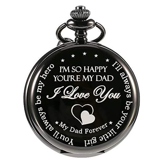 Hicarer Pocket Watch Father's Day Gift-I'll Always Be Your Little Girl, You'll Always Be My, Christmas Birthday Gift for Dad Father (Dad Gifts, White Dial)