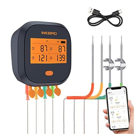 Inkbird WiFi Grill Meat Thermometer IBBQ-4T with 4 Colored Probes