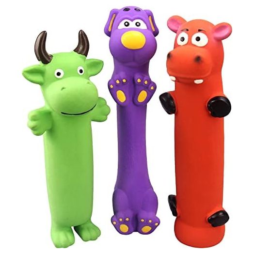 9" Squeaky Dog Toys for Small Dog, 3 Pack Funny Rubber Dog Squeaky Toys, Latex Dog Chew Toys for Puppy