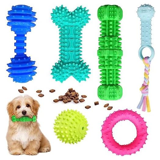Puppy Chew Toys for Teething, Dog Chew Toys 6 Pack, Squeaky Dog Toy, Small Dogs Chew Toys, Puppies Teething Toys for Teeth Cleaning & Gum Massage, Anxiety Relief Interactive Dog Toys (6 Pack)