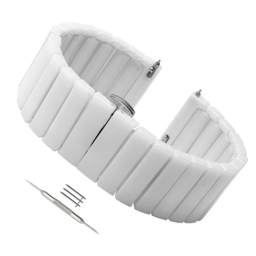 Quick Release Ceramic Watch Band 20mm 22mm Watch Strap Butterfly Buckle Wristbands for Women Men Black White