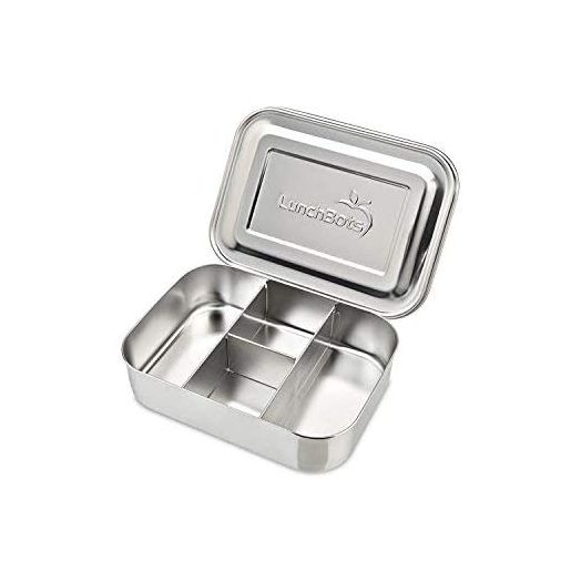 LunchBots Small Protein Packer Toddler Bento Box, Extra Small Divided Stainless Steel Snack Container, 4 Sections