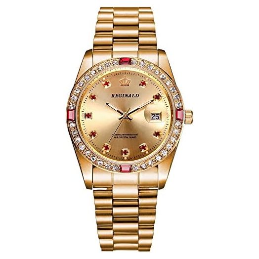 Luxury Unisex Watches Diamond Gold Watches Quartz Calendar Luminous Bezel Luxury Watch