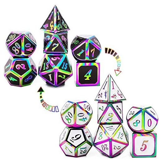 HAOMEJA Color Changing Temperature Metal DND dice kit, D&D dice Set Role Playing Dice Dungeons and Dragons