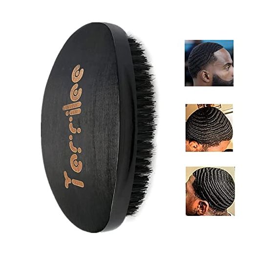 Palm Wave Brush, Medium Hard Palm Curved Wave Brush for Men, Made with Nature Beech & Black Mix Bristle Men's