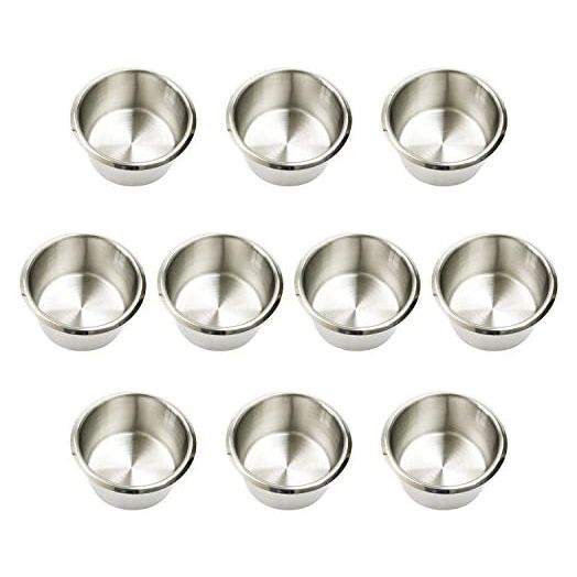 Game Table Cup Holder Insert - 10 Stainless Steel Drop in Large Drink Cup Holders,Boat Poker Table Replacement Cups Accessories
