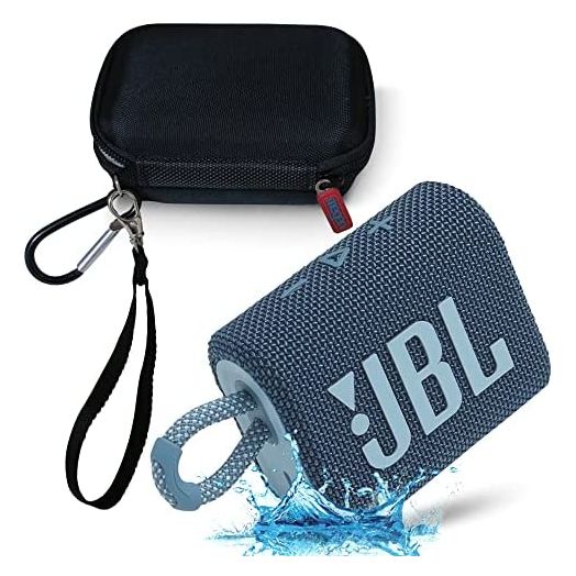 JBL GO 3 Waterproof Ultra Portable Bluetooth Speaker Bundle with Megen Hardshell Case (Blue)