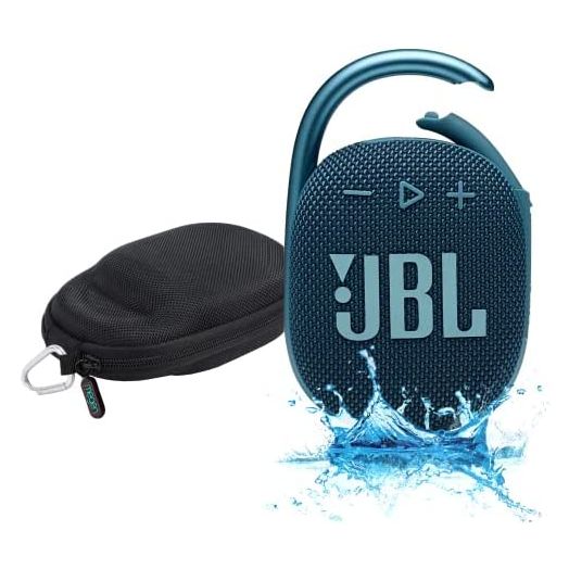 JBL Clip 4 Waterproof Portable Bluetooth Speaker Bundle with Megen Protective Hardshell Case (Blue)