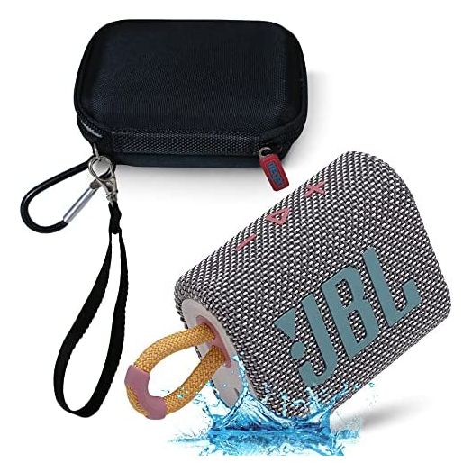 JBL GO 3 Waterproof Ultra Portable Bluetooth Speaker Bundle with Megen Hardshell Case (Gray)