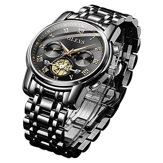 OLEVS Mens Watches Stainless Steel Wristwatch with Day Date Waterproof Luminous Analog Quartz Fashion Business Sport Watches for Men