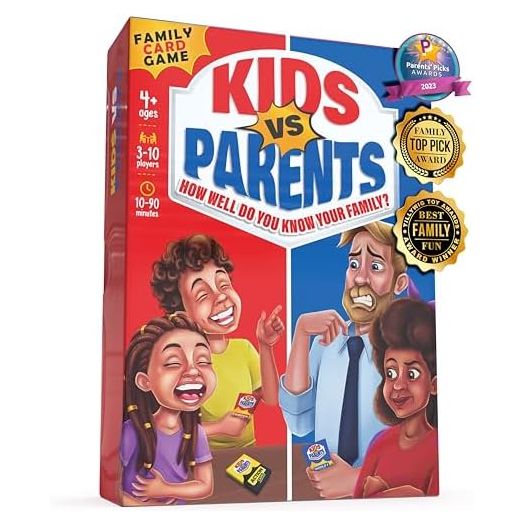 Kids VS Parents - Family Game for Kids 4-12 | Games for Family Game Night | Kids Card Games with 200 Conversation Starter Cards for 10-90 Minutes Play Time